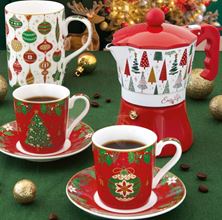 Picture of CHRISTMAS COFFEE MAKER AND 2 COFFEE CUPS AND SAUCER GIFT SET